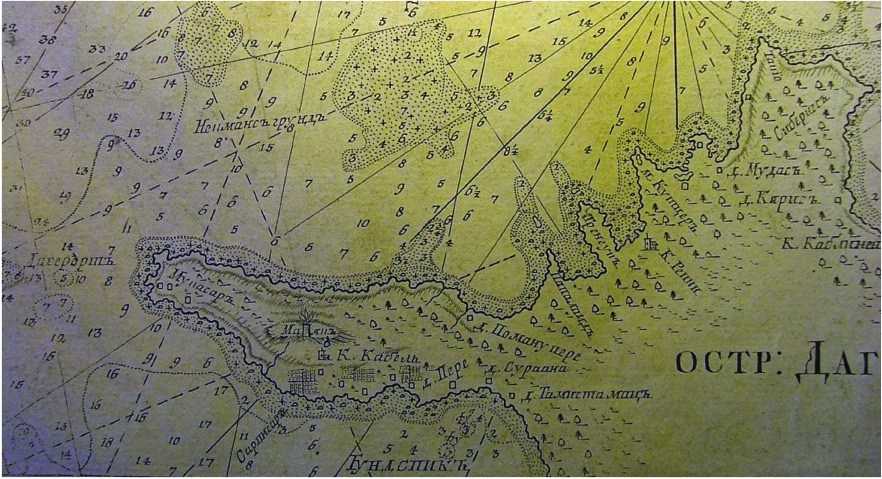 Kõpu tuletorn 1 Kõpu poolsaar tuletorniga 1757. aasta merekaardil.