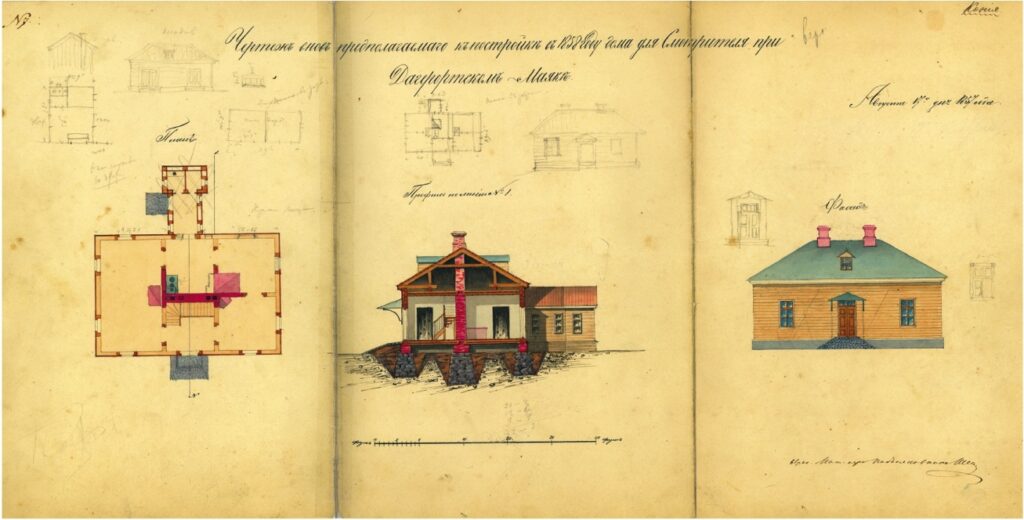 Drawing of the lighthouse keeper's dwelling at the lighthouse in 1858. Estonian Maritime Museum collection.