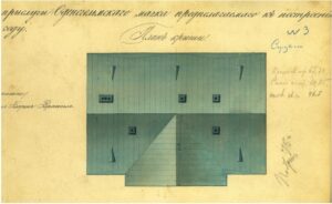 Osmussaare lighthouse sentry housing project 1868. Collections of the Estonian Maritime Museum.