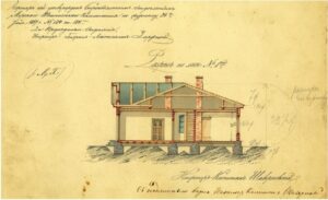 Osmussaare lighthouse guard housing project 1868. Collections of the Estonian Maritime Museum.
